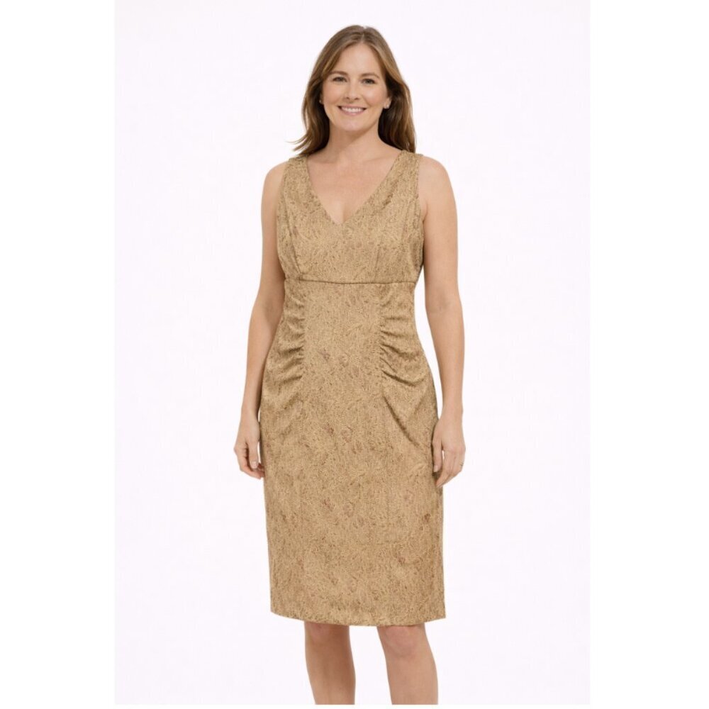 JOIBEL Gold Brocade Sleeveless Sheath Dress - 6